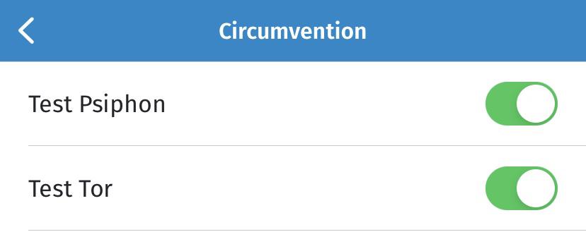 Circumvention settings